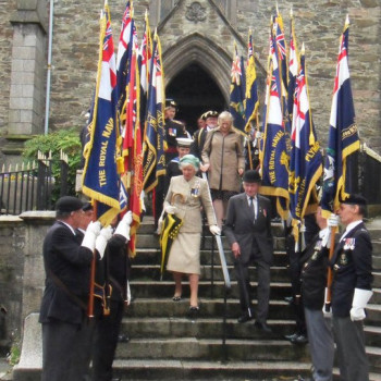 Lady Mary Holborow DCVO, Lord Lieutenant of Cornwall, exits the C