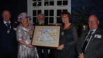 The Lord Mayor of Plymouth and Mayor of Rushden receive the painting by Shipmate David Hawker 