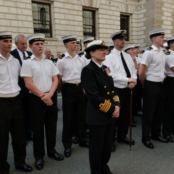 Royal Naval Association Biennial Parade Captain Jo Deakin Obe Co Of Hms Sultan With Some Of Her Ship S Company