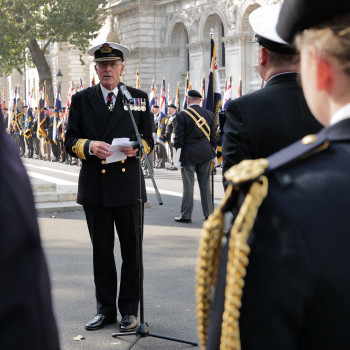 Royal Naval Association Biennial Parade Vice Admiral Duncan Potts Reads The Lesson